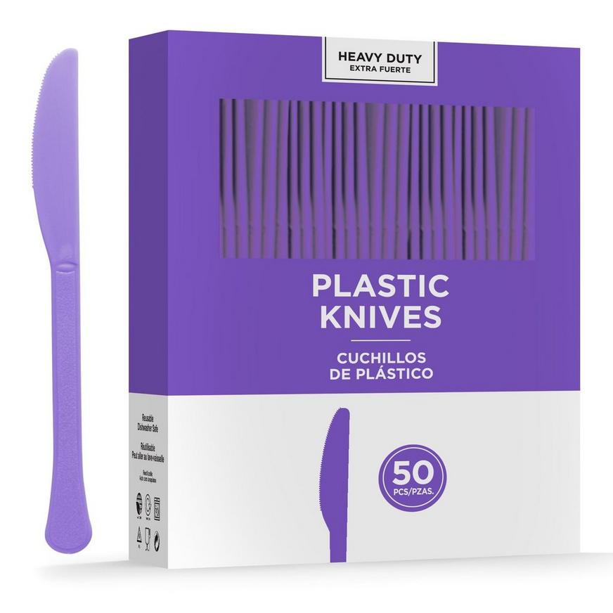 Purple Heavy-Duty Plastic Knives, 50ct